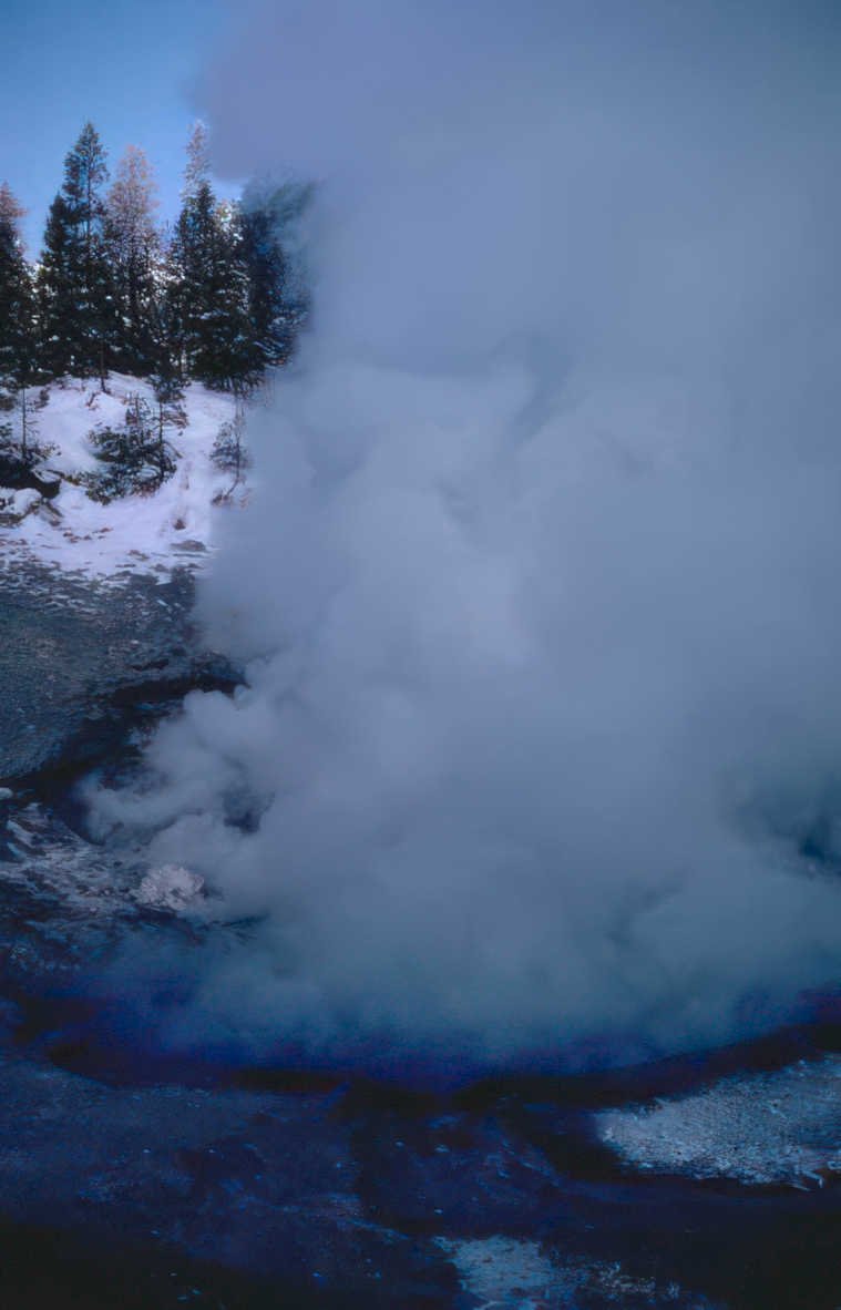 yellowstone spring steam Vintage A4 Photo Print
