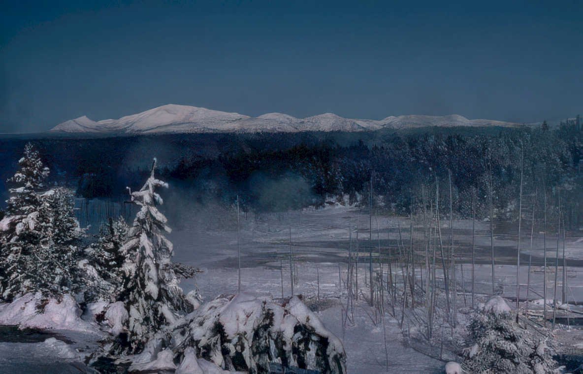 yellowstone winter snow Vintage A4 Photo Print