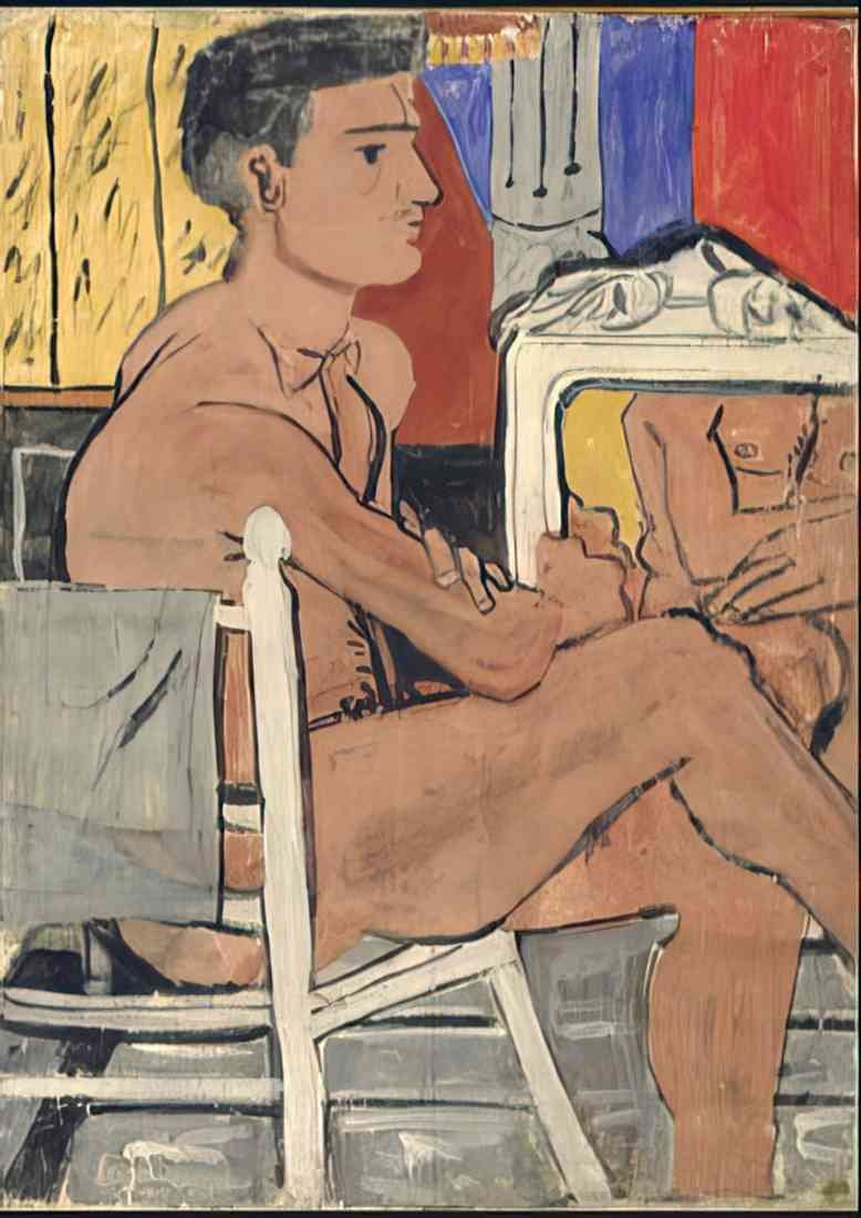 yiannis Tsaroychis italian nude sitting 1937 A4 Photo Print