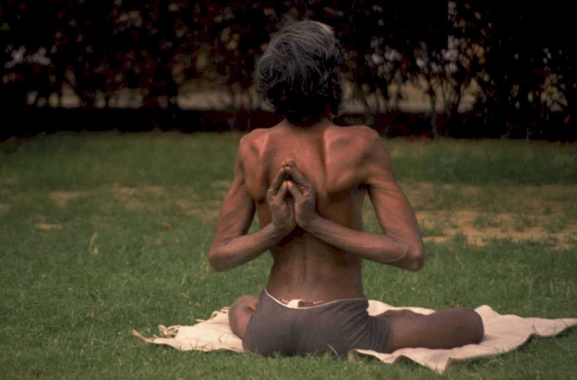 yoga backbend grass 1980s 1990s A4 Photo Print