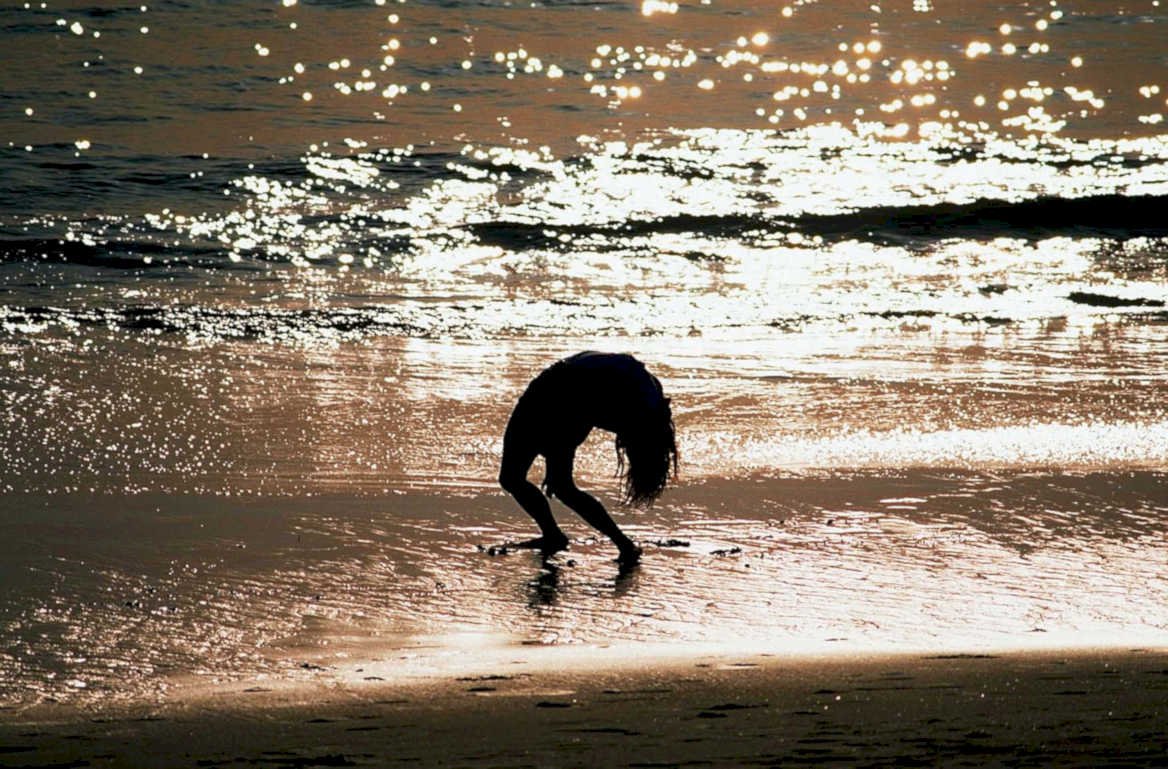 yoga handstand sunset1980s 1990s A4 Photo Print