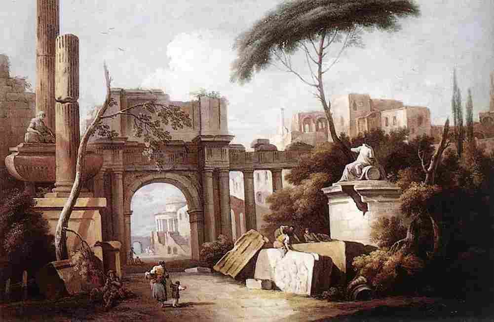 za Ancient Ruins with a Great Arch and a Column Art A4 Photo Print