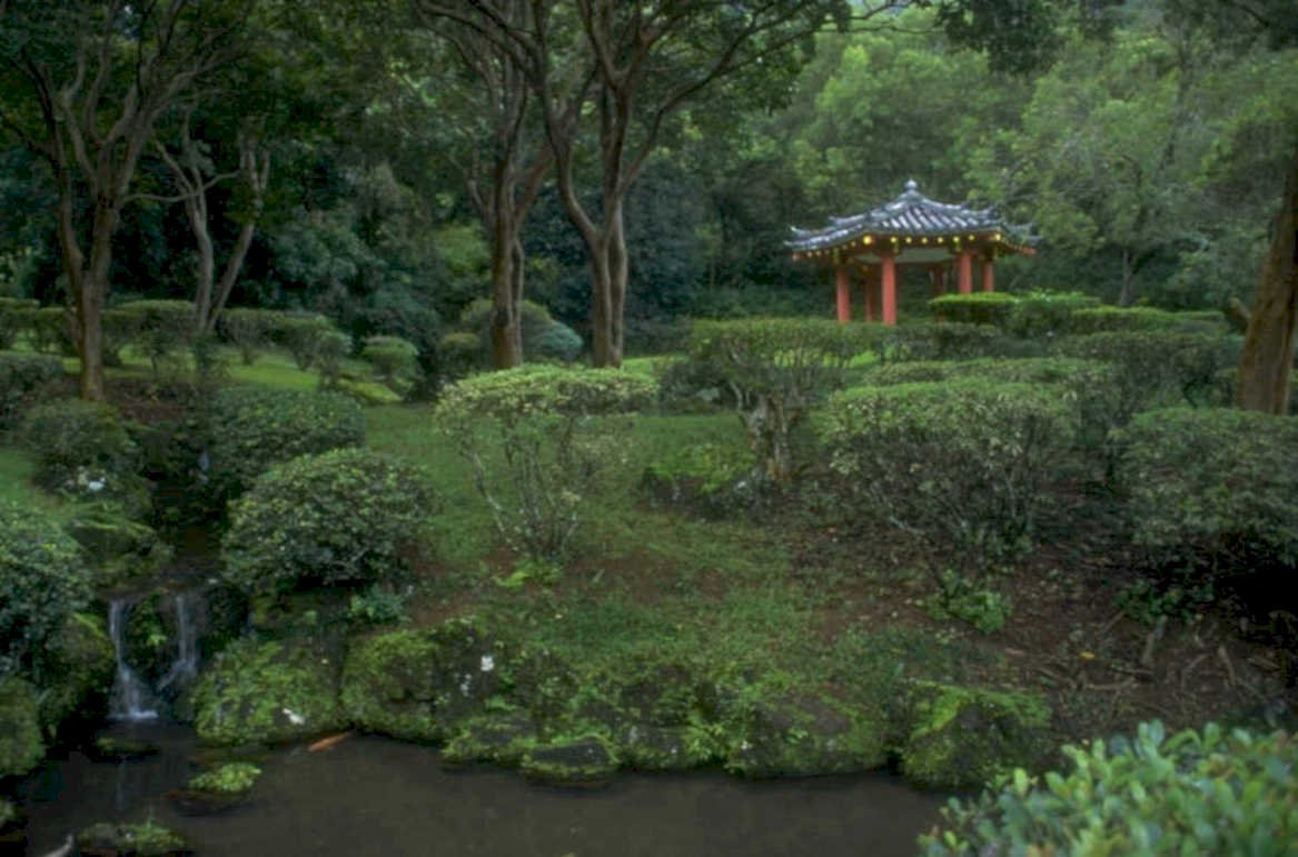 zen garden waterfall 1980s 1990s A4 Photo Print