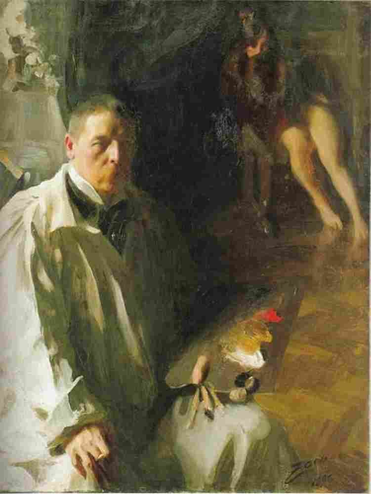 zorn Self Portrait with Model Art A4 Photo Print