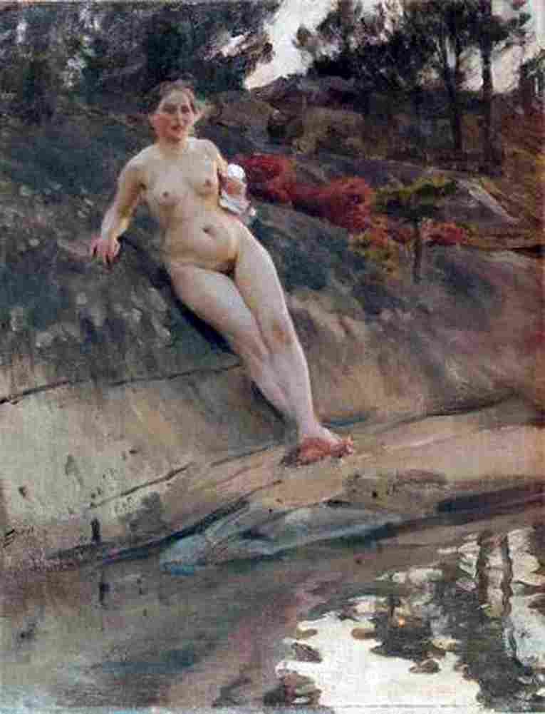 zorn Sunbathing Girl Art A4 Photo Print