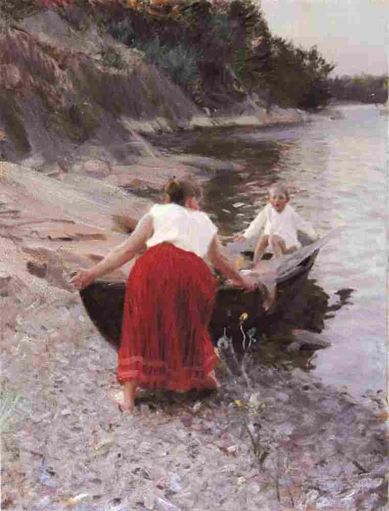 zorn Woman in the Red petticoat Art A4 Photo Print