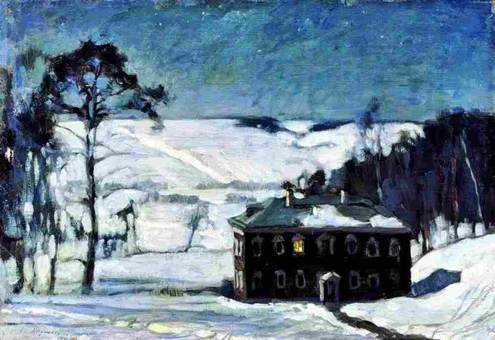 zukowski moonlit night in winter Art A4 Photo Print