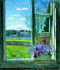 zukowski window with violets Art A4 Photo Print