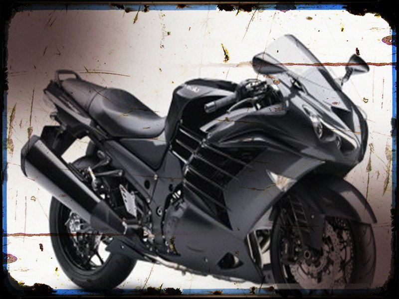 zzr 1400 A4 Photo Print Motorbike Vintage Aged